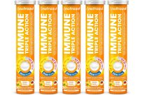 Five tubes of Nutrazul Immune Triple Action effervescent tablets with vitamin C, zinc, and selenium, containing 20 tablets each.